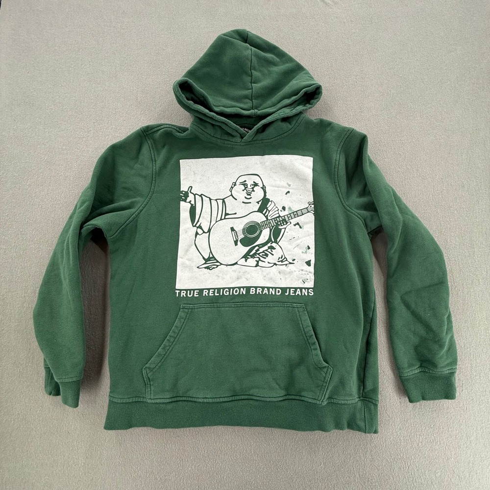 True Religion Pullover Green Buddha Guitar Graphic Hoodie Sweatshirt Men‎ XL